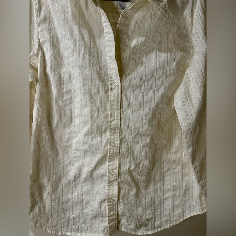 Chicos Light Weight White Button Down Blouse, Siz… - image 2